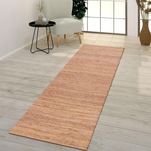 TT Home Wohnzimmer Teppich Handgearbeitet Modernes Sisal Design Mit Bordüre, Farbe:Beige Braun, Größe:80x150 cm