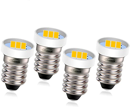 Ruiandsion E10 LED Torch Light Bulbs 6V Miniature Screw Bulbs Upgrade for Headlamps Flashlights Work Lights,Warm White (Pack of 4)