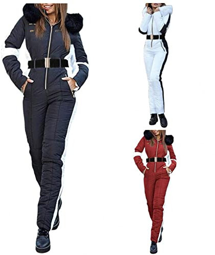 SGSD Schneeanzug Damen Einteiler - SkianzüGe FüR Outdoor Ski Anzug Schnee Skifahren SäTze Jumpsuit Overall Sport Skisuit, Schneeoverall, Skioverall, SchneeanzüGe, Z3-weiß, M