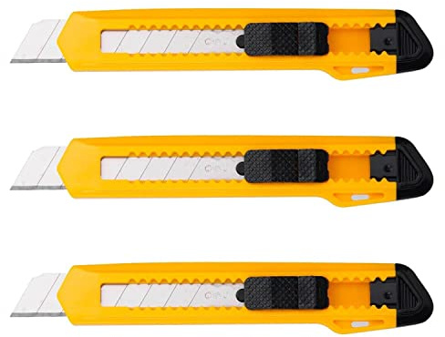 DELI Set mit 3 Cuttermessern, breit, 8 Klingen, 150 x 30 x 14,5 mm, Produktreihe Essential