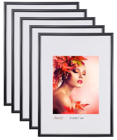 IDEAL TREND 2er 3er 5er Pack Bilderrahmen Kunststoff Lifestyle Foto Rahmen Collage KYOTO: Farbe: 5er Pack Schwarz | Format: 50x70