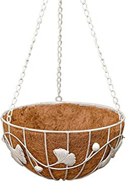 TOMYEUS Blumenampel Metall hängende Pflanzgefäße Korb Blumentopf mit Kokosnuss-Colir-Liner Runde Draht Pflanzenhalter mit Kette for Indoor Outdoor Watering Hängende Körbe Home Decor Hängepflanztöpfe