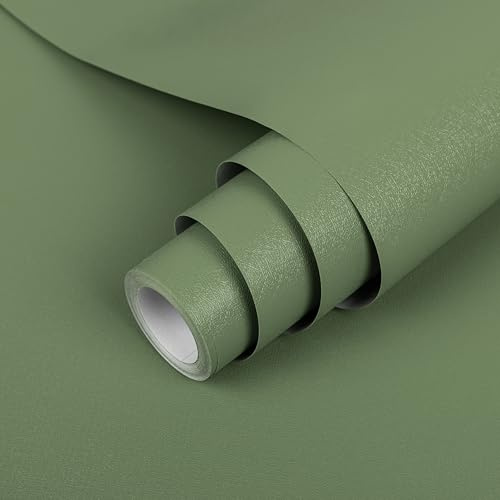 Hode Muebles Papel Adhesivo Verde 60X300cm Película Autoadhesiva para Muebles Gabinete Pared Baño Dormitorio Cocina Impermeable PVC Papel Tapiz Verde Oscuro
