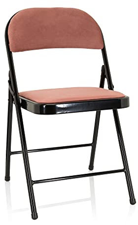 hjh OFFICE 803013 Klappstuhl gepolstert TUDELA I Samt Rose Besucherstuhl Faltstuhl klappbar, bis 130kg belastbar