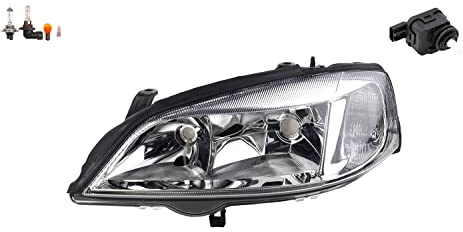 Johns, Scheinwerfer passend für Opel Astra G 98-05 Links + Leuchtmittel mit Stellmotor