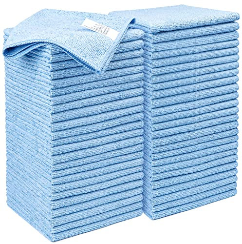 AIDEA Microfibre Cloth,Lint Free Reusable Cleaning Cloths,Highly Absorbent Streak Free Washable Cleaning Towels Rags Dish Cloth for House,Kitchen,Car,Motorbike,Windows 30 X 30 CM,Blue (Pack of 50)