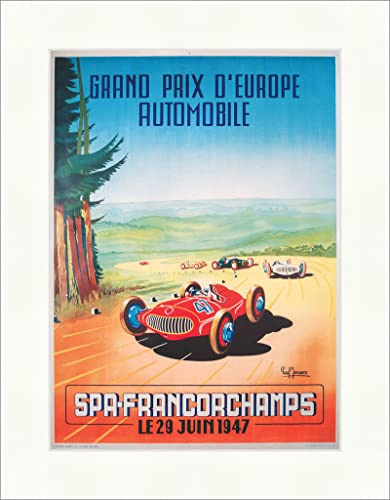 Biller Antik Grand Prix D Europe Spa Francorchamps 1947 Race Impression sur toile Monde d'affichage 034
