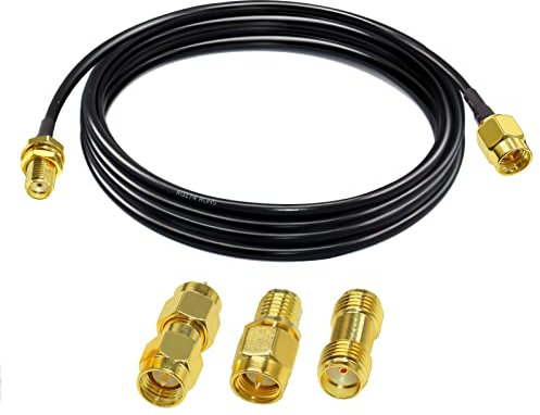TUOLNK RG174 SMA - Cable coaxial macho a hembra RF de 6,6 pies (2 m) + 3 adaptadores de radio Ham, antena 3G 4G LTE, equipo SDR, ADS-B, GPS