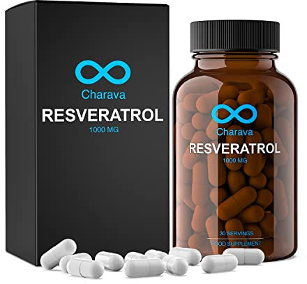 Charava Resveratrol 1000mg per Serving - 30 Servings (60 Capsules of 500mg) - Antioxidant Supplement, Trans Resveratrol Supplements 1000mg & Polyphenols - UK Based - 3rd Party Tested