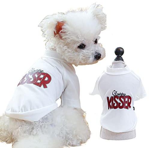 leasote Summer Pet T-Shirt for Small Medium Puppy, Stylish Letter Printing Dog Two-Legged Shirts, Pet Cat Dog Pullover Clothes for Dogs Boy Girl White M