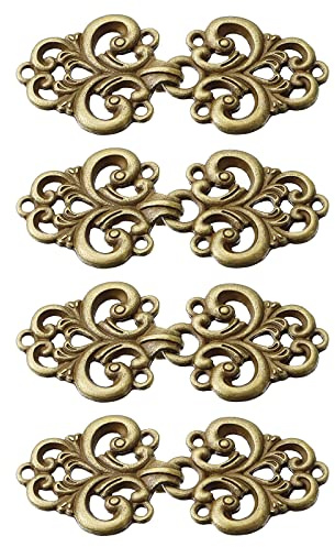 sourcing map Mantel Schließe 4 Paare Vintage Wirbel Blume Umhangspangen Aufnähen Haken und Ösen Verschlüsse Pullover Schal Kragen Strickjacke Schnallen für Bekleidung (Bronze)