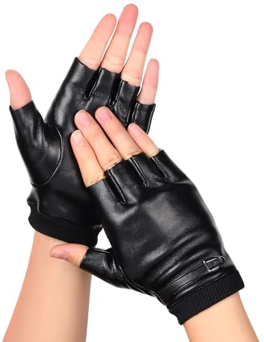 VICASKY Fingerlose Handschuhe Damen Leder Autofahrer Handschuhe Damen Auto Schwarz Schwarze Lange -Leder Vollmaschige