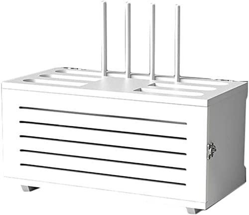 Router Aufbewahrungsbox, Aufbewahrungsbox for kabellose Router – Router-Zäune, Massivholz, Set-Top-Box, Rack, Netzkabel, Abschlussbox, Steckdosenaufbewahrung, WiFi, Wandmontage (Farbe: Weiß) ( Color :