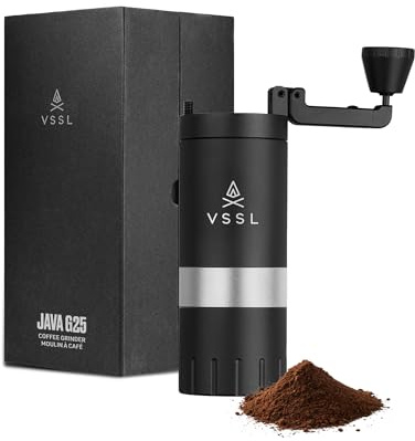 VSSL Java G25 Premium Manual Coffee Grinder | For Backpackers & Campers Brewing Fresh Morning Coffee on the Trail | Compatible with AeroPress & Travel French Press | Stainless Steel Burr Mill, 25g