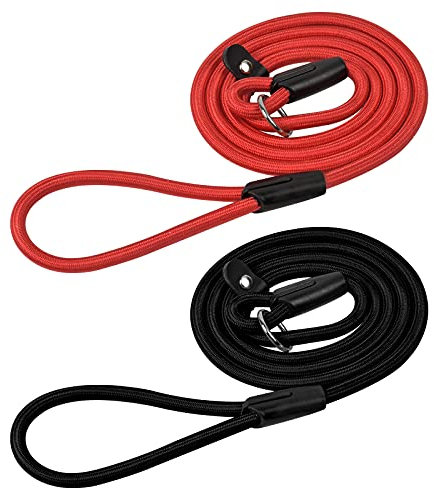 Anseom Hundeleine 2Pcs Hundeleine Verstellbare Hundeleine Retrieverleine Hunde Doppelleine Hunde Trainingsleine für Große & Mittelgroße Hund 1,3m Verstellbare Doppelleine (schwarz+rot, 1,3m)
