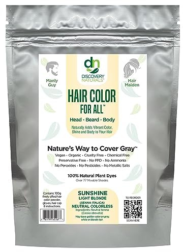 Sunshine Light Blonde Henna Hair Color Kit Sample Size 1 Oz | Natural Hair & Beard Dye Powder | Organic Herbal Vegan Formula | Chemical Free Gray Coverage & Tinting for All Hair Types