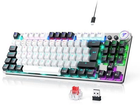 TECURS Gaming Clavier Mécanique Gamer Keyboard sans Fil (2.4G Filaire) Rétroéclairé, 80% TKL Clavier AZERTY, Axe Linéaire, Anti-Ghosting, pour Ordinateur/PC/Windows/Xbox