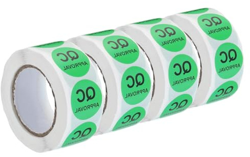 QUARKZMAN Inventario CQ Approvazione Etichette Adesive 25mm/1 Verde per Inventario Magazzino Scorte 4 Rotolo 2000pz