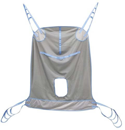 Ganzkörper Patientenlifter Tragetuch mit Toilettenöffnung Mesh Patient Lift Sling mit 4 verstellbaren Lanyards und Griff medizinischer Hebegurt für Patiente Ganzkörpe Stark Belastbar XL