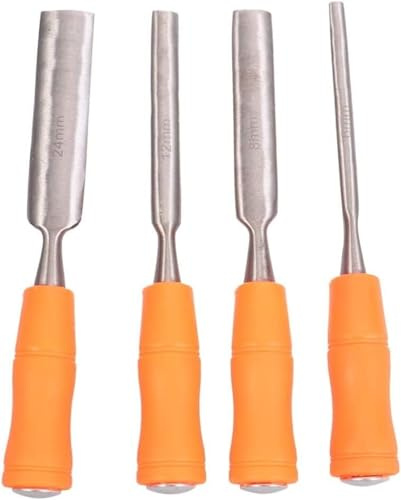 ABSJDFD Juego de cinceles para Madera de 4 Piezas, cinceles Profesionales para carpintería, Tallado (gubia de Apertura Interna de 6mm, 12mm, 18mm y 24mm)