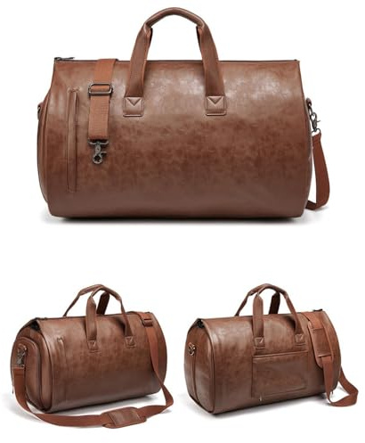 Kleidertasche, faltbare Reisetasche, erweiterbar, 2-in-1 Kleidersack, abnehmbare hängende Anzugtasche, wandelbarer Kleidersack mit Schuhbeutel, große Kapazität, braun, Refer to , Unisex
