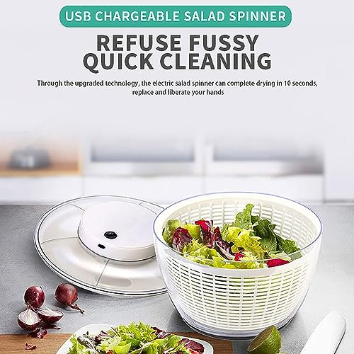 Centrifuga Automatica Per Lattuga Da 4,5 L/6 L, Centrifuga Per Insalata Elettrica, Lava Lattuga Con Rotatore Per Insalata, Ricaricabile Tramite USB, Per Insalata, Lattuga, Frutta E Verdura(Size:4.5L)
