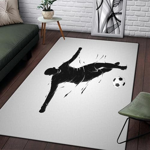 Teppich Kinder Teenager Jungen Spielmatte 3D Geschenke Für Fußball-Sport-Silhouette-Fans Gedruckt Teppich Wohnzimmer Schlafzimmer Dekoration Baby Krabbel Matte 100 X 150 cm -9Q0G5U0
