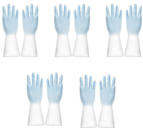 5 Paare Putzhandschuhe Sommerliche Schlanke Und Leichte Version Gummihandschuhe Weich Und Leicht Zu Tragen Haushaltshandschuhe(Blau,L)