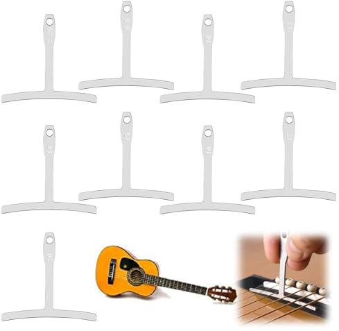 9 Pcs Guitar Radius Gauge, Guitar Under String Radius Gauge, Stainless Steel Understring Radius Ruler Gauge for Acoustic Musical Instrument Luthier Tools Musical Instrument Accessories