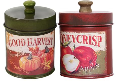 Mipcase 2 Pièces Pots De Fer Rétro avec Couvercle Boîtes De Rangement Vintage pour Cuisine Et Décoration Conteneurs Polyvalents pour Thé Sucre Café 5.12X3.54X3.54 Pouces