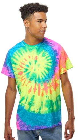 TICTEX Maglietta unisex batik by Colortone – magliette colorate per uomo e donna – Tie-Dye – abbigliamento hippie – maglietta neon in cotone S M L XL XXL 3XL 4XL 5XL, S