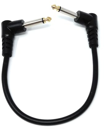 DRUT 6.35mm Right Angle TS Instrument Cable, 90 Degree, 1/4 Inch, 0.3m | Mono Guitar Patch, Amps, Mixers, and Pedals