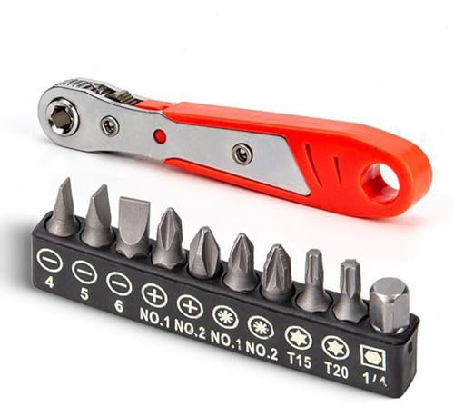 Ensemble de mini tournevis à cliquet cruciformes à angle droit - Tournevis magnétique de poche - Tournevis de poche à profil bas pour espace restreint - Gadgets cool - Cadeaux pour homme, mari, papa
