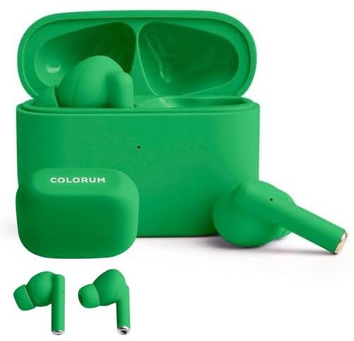 FOREVER COLORUM TWS Auriculares Bluetooth Verde - Auriculares Inalambricos Bluetooth con Graves Profundos - Intraurales Auriculares con Micrófono Compatibles con Android e iOS - Carga Rápida USB-C