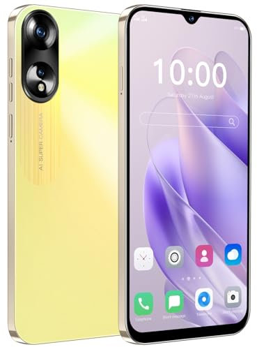 JoyHandy 4G Dual SIM Handys, 32GB ROM 128GB Erweiterung, 6.3'' Billiges Smartphone mit 4500mAh Batterie, 15MP+8MP Dual Kamera, Gesicht entsperren, GPS (Yellow)