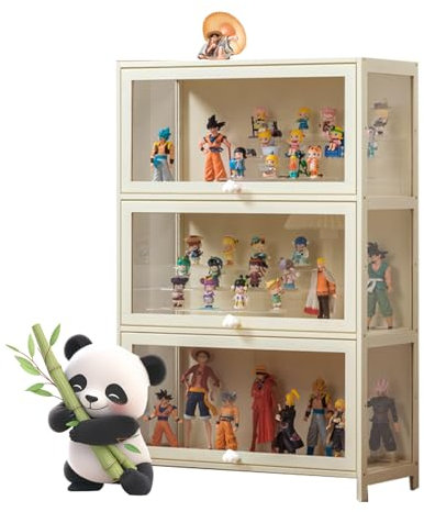 Ddasam Sammlervitrine, setzkasten mit Scheibe, Wandvitrine für Sammlerstücke Aufbewahrungsschrank mit für Miniaturmodelle von Autos, Figur, Modellbau106×70×33cm,Vitrine mit 3 Fächern