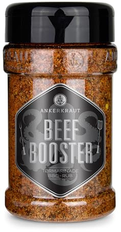 Ankerkraut Beef Booster, BBQ-rub, Rub brisket og steak spice, krydderiblanding til kød af fennikel, lavendel og kommen, 230g i strødåse