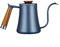 Swan Neck Design Coffee Kettle in Rust Resistant Stainless Steel with Comfortable Wooden Grip Handle (blue)