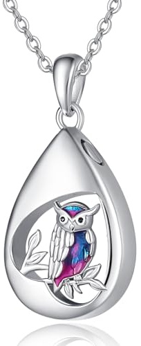 TANGPOET Asche Halskette 925 Sterling Silber Urnenhalskette für Asche Denkmal Feuerbestattung Schmuck Andenken Anhänge mit Trichterfüller Kit