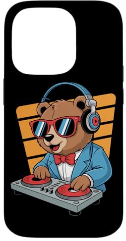 DJ Ours Cool avec Casque Rouge Coque pour iPhone 14 Pro