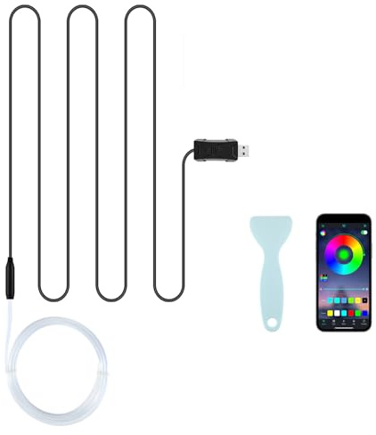 LivTee Smart Car LED Interior Lights with USB Port, LED Strip Fiber Optic Lights, Wireless App Control, Sync to Music, Car Accessories Gifts for Women and Men