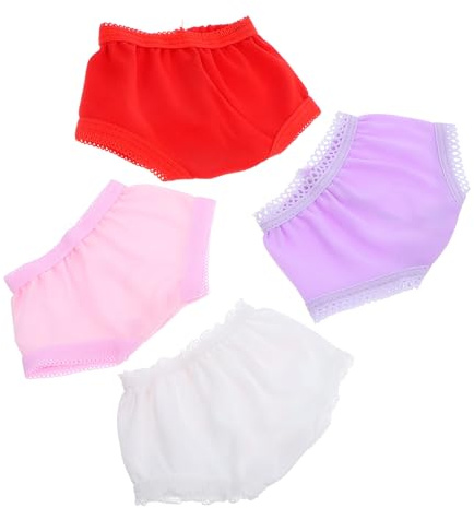 UKCOCO vêtements pour Poupée Poupée Plusieurs Styles Lot de 4 en Polyester Culottes Simples et Faciles à Ranger , Accessoires Semblant de Jouer