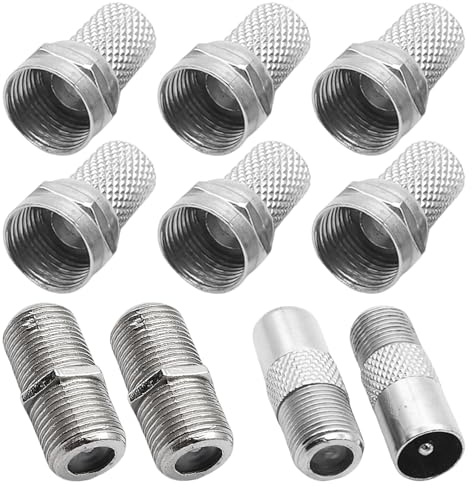 DUINIU 6 Têtes Filetées De Décodeur, Têtes De Conversion F De 2 Pouces Et 2 F Femelle À Femelle, Accessoires De Connecteur De Câble TV, Joints Bout À Bout De Câble Coaxial D'Antenne.
