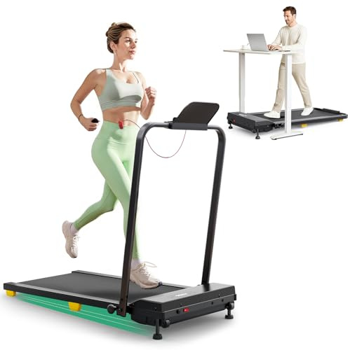 UREVO Tapis Roulant Elettrico con Inclinazione 9%, 3 in 1 Walking Pad Salvaspazio con Doppia Ammortizzazione, Display LED e Telecomando, 1–10 km/h Tapirulan Pieghevole da Casa e Ufficio