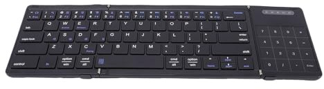 Tosuny Clavier Bluetooth Pliable avec pavé Tactile, Clavier Pliable sans Fil avec pavé Numérique, Pleine Taille et Rechargeable, de Voyage Portable pour Tablette et Ordinateur