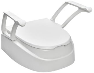 SoNa24 Toilettensitzerhöhung QUICK TOP by Russka | WC-Sitzerhöhung mit abnehmbaren Armlehnen, Deckel, 3-fach höhenverstellbar | WC-Erhöhung | Sitzerhöhung für Toilette