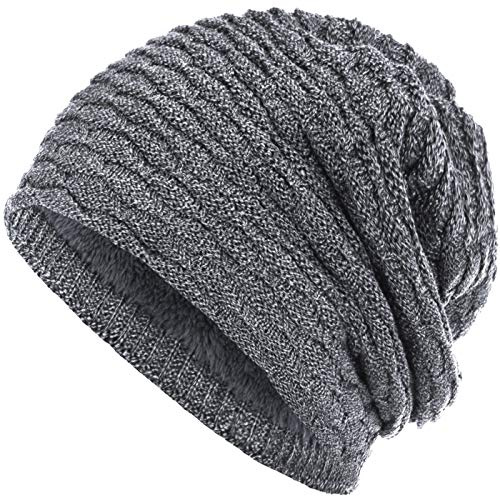 Compagno Wintermütze warm gefütterte Mütze Wabenmuster Beanie meliert Einheitsgröße, Farbe:Hellgrau meliert