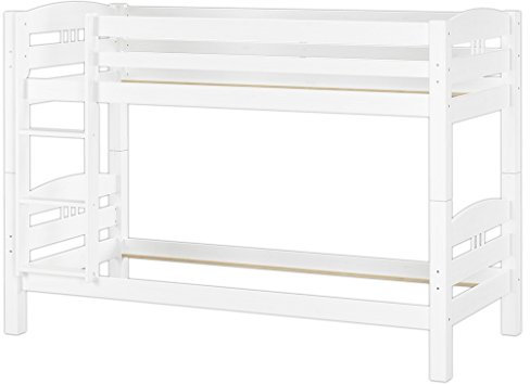 Erst-Holz®Kinderstockbett Etagenbett Kiefer weiß 90x200 Massivholz-Bettgestell ohne Rollrost 60.10-09WoR