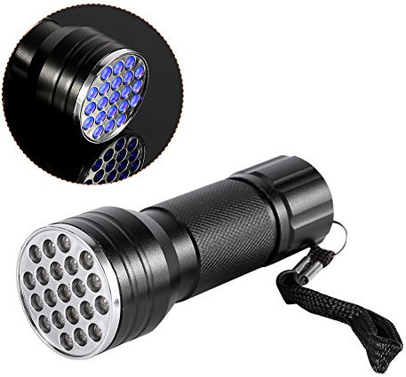 Linterna Ultravioleta con 21 LED Luz Negra, Gran área de iluminación, Linterna UV Detectores de Orina en Alfombra, Cortinas, Sábana