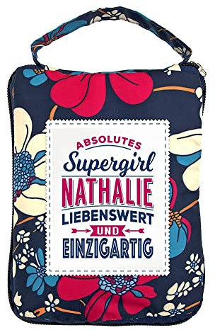 History & Heraldry Design Top Lady Tasche: NATHALIE/Einkaufstasche, Strandtasche, Sporttasche, Blumenmuster/vielseitig, praktisch, personalisiert mit Name und Spruch